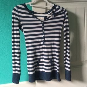 Blue & White striped long-sleeved top